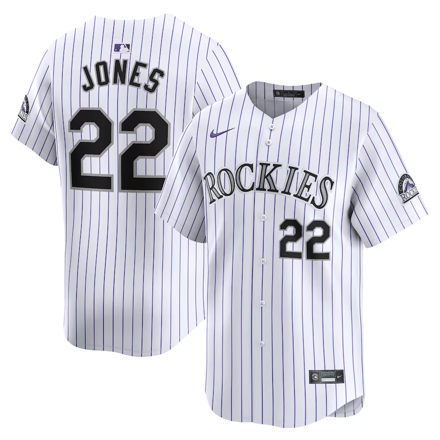 Men's Colorado Rockies #22 Nolan Jones White Home Limited Stitched Baseball Jersey